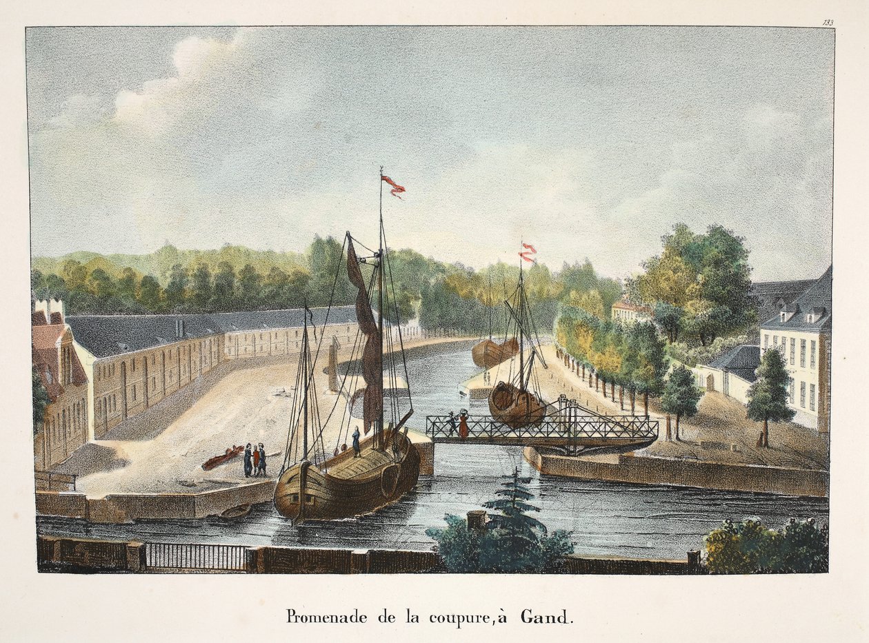 Promenade de la coupe, i Gent, ca. 1895 (fotokrom) av Belgian School
