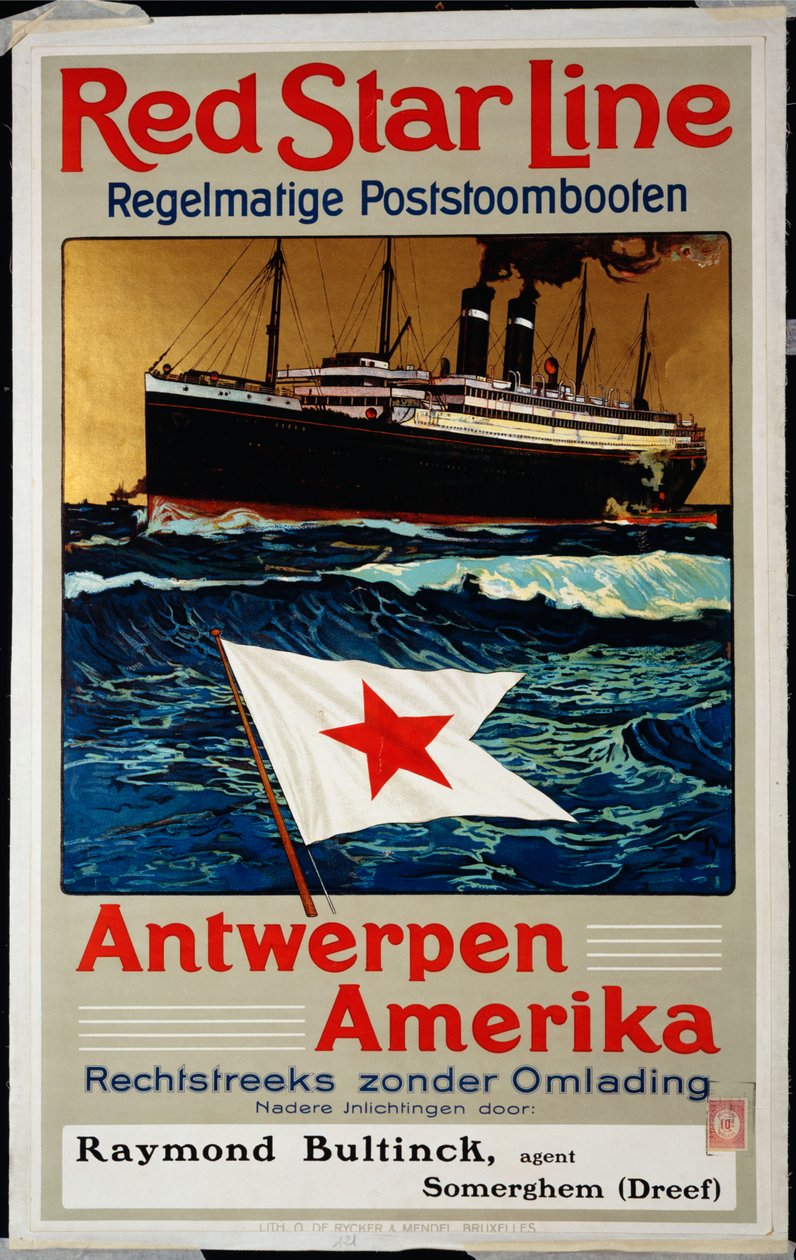 Red Star Line, Antwerpen Amerika, ca. 1899 av Belgian School