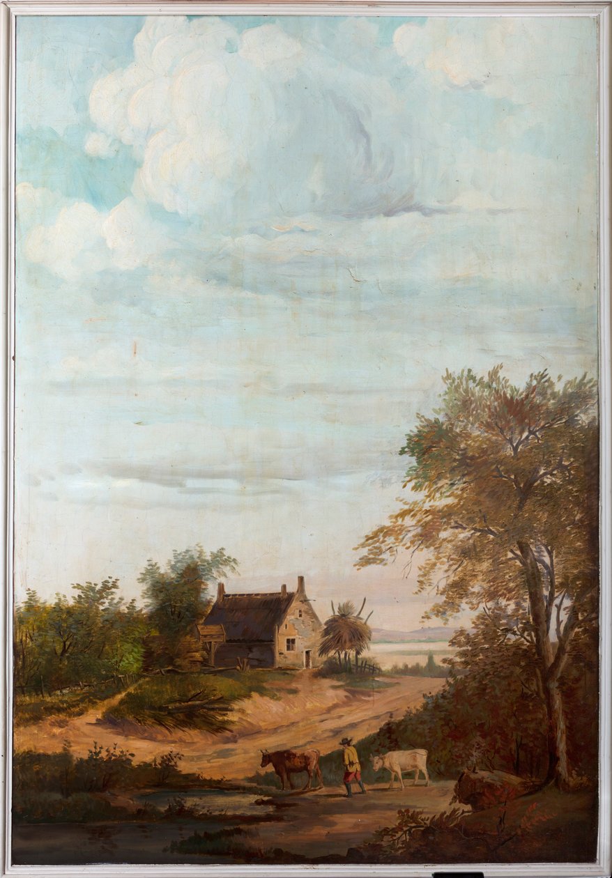 Andre bakrom på baksiden, møterom, veggmalerier med landlige scener i klassisk stil, trolig fra rundt 1810, scene 7 av Belgian School