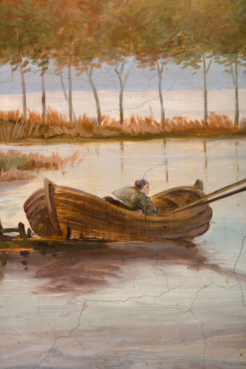 Andre bakrom på baksiden, møterom, veggmalerier med landlige scener i klassisk stil, trolig fra rundt 1810, scene 3 av Belgian School