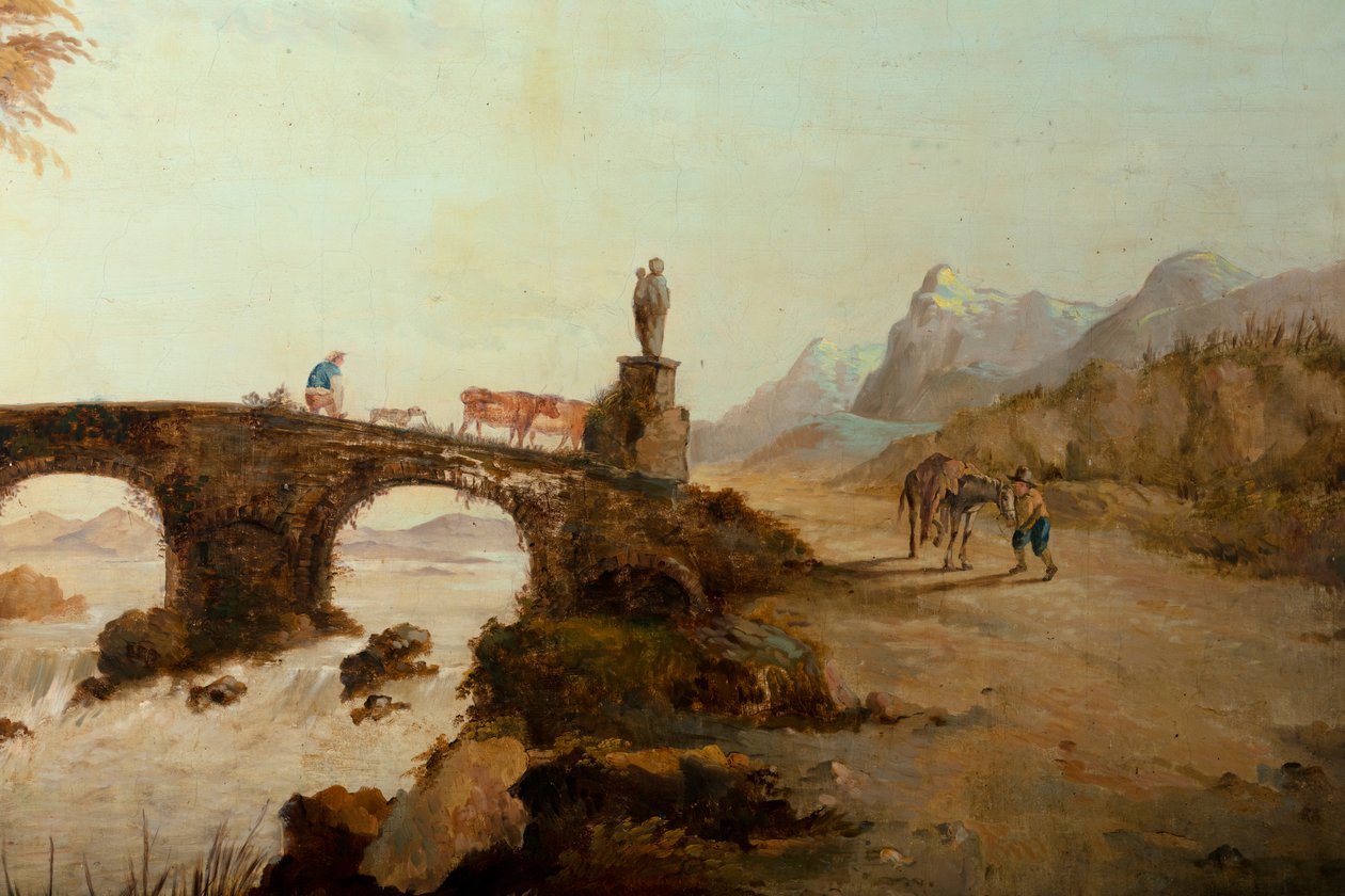 Andre bakrom på baksiden, møterom, veggmalerier med landlige scener i klassisk stil, trolig fra rundt 1810, scene 1 av Belgian School