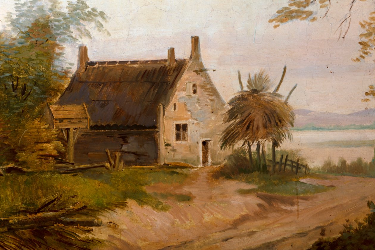 Andre bakrom på baksiden, møterom, veggmalerier med landlige scener i klassisk stil, trolig fra rundt 1810, scene 7 av Belgian School