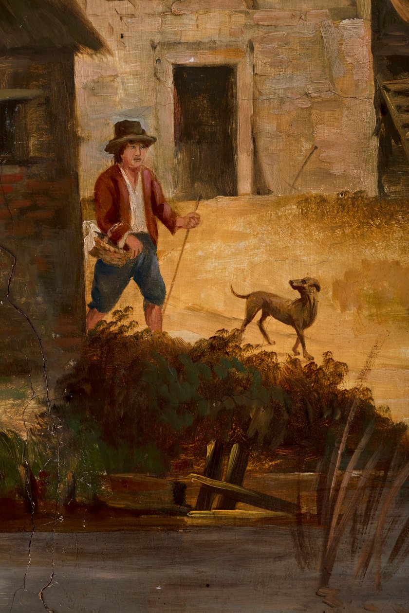 Andre bakrom på baksiden, møterom, veggmalerier med landlige scener i klassisk stil, trolig fra rundt 1810, scene 3 av Belgian School