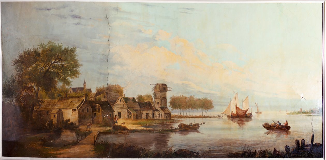 Andre bakrom på baksiden, møterom, veggmalerier med landlige scener i klassisk stil, trolig fra rundt 1810, scene 3 av Belgian School