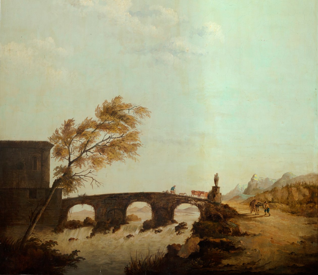 Andre bakrom på baksiden, møterom, veggmalerier med landlige scener i klassisk stil, trolig fra rundt 1810, scene 1 av Belgian School