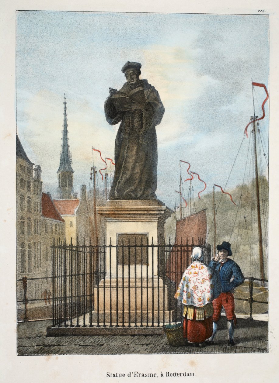 Statue dErasme, a Rotterdam, ca. 1895 (fotokrom) av Belgian School