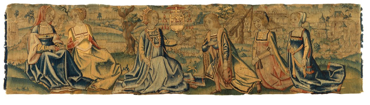 Tapestry, The Princess and her Wooer, muligens fra Brussel (ull og silke) av Belgian School
