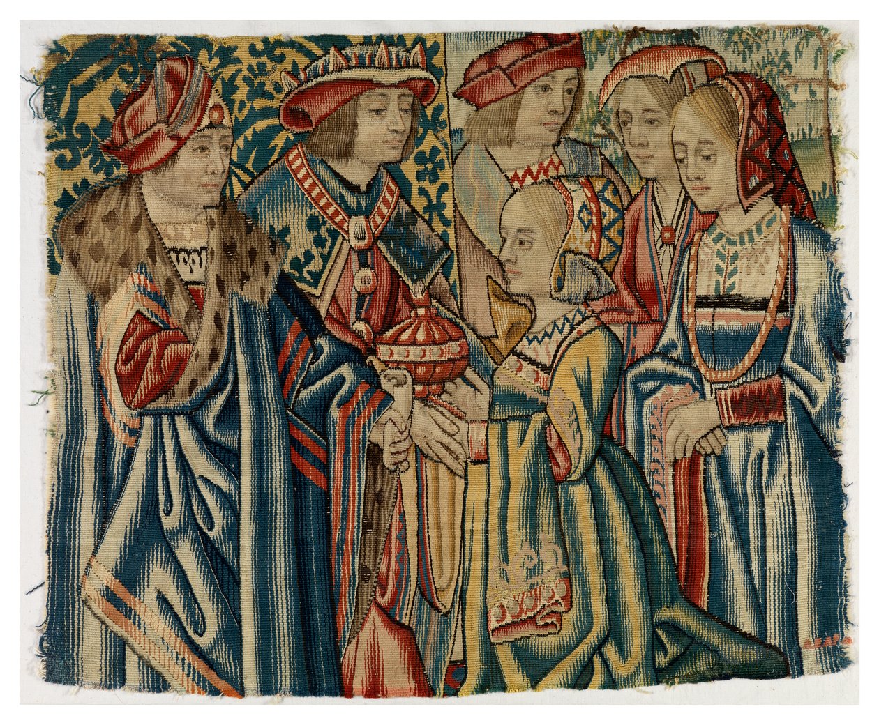 Billedteppefragment som viser ekteskapet til Ludvig XII med Jeanne, datter av Ludvig XI, fra Brussel av Belgian School