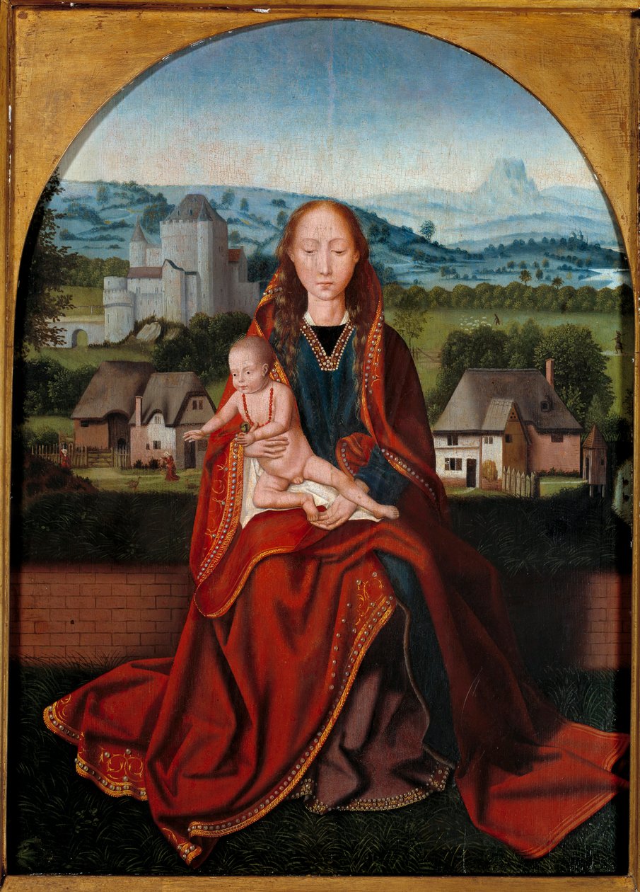 Jomfru- og barnemaleri av Antwerpen-skolen i Liege fra 1400-tallet, Museum of Fine Arts av Belgian School