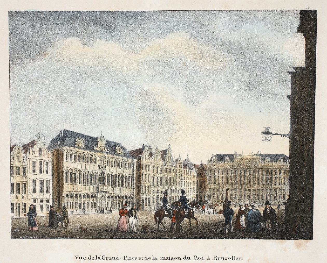 Utsikt over Grand Place og Maison du Roi, i Brussel, ca. 1895 (fotokrom) av Belgian School