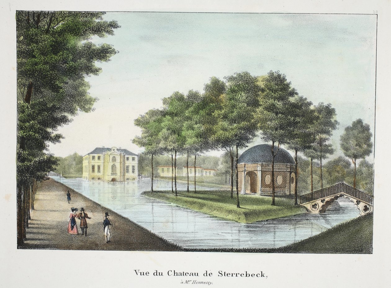 Utsikt over Chateau de Sterrebeck, ca. 1895 (fotokrom) av Belgian School
