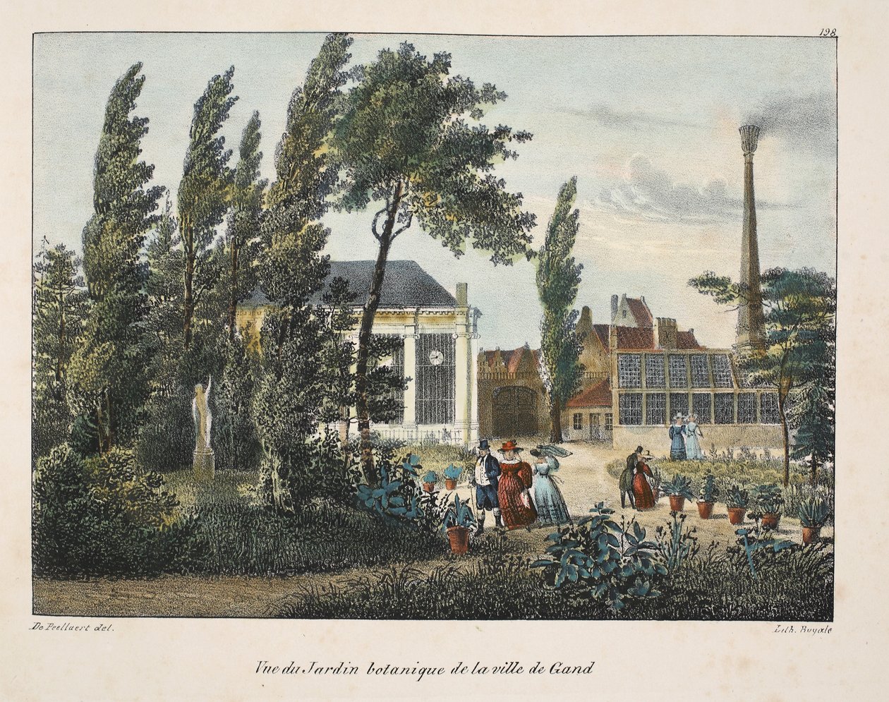 Utsikt over den botaniske hagen i byen Gent, ca. 1895 (fotokrom) av Belgian School