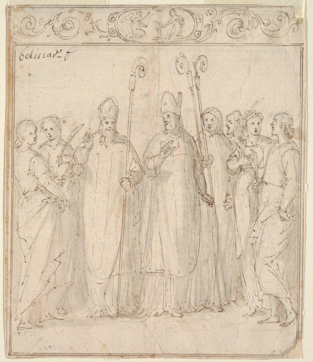 Augustin, Ambrosius og andre hellige av Belisario Corenzio