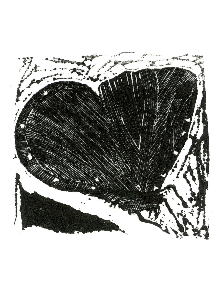 Dark Moth, 2013 (tregravering på papir) av Bella Larsson