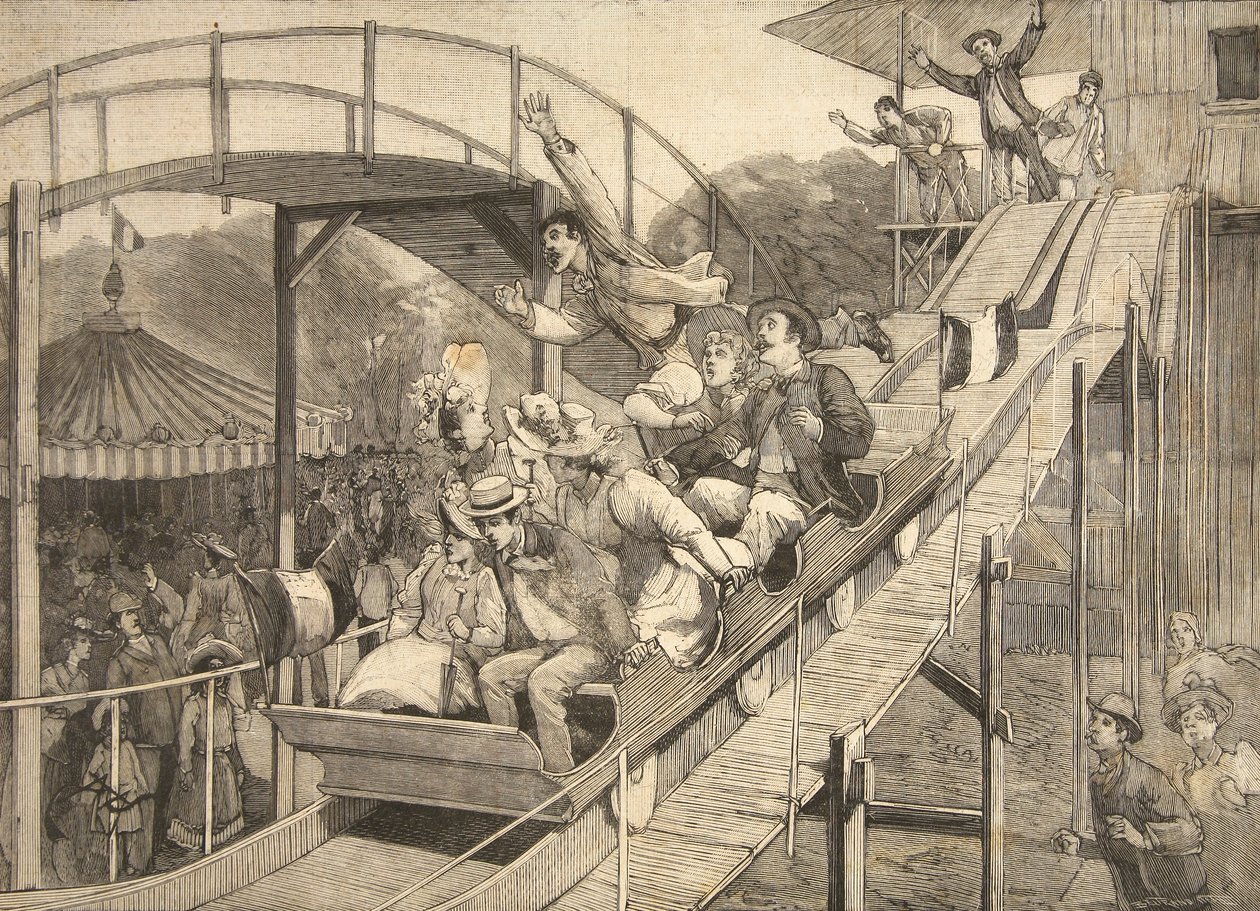 tivoliulykke i de russiske fjellene, Saint-Cloud, fra 'Le Petit Parisien', 26. juli 1891 av Beltrand and Clair Guyot, E. Dete
