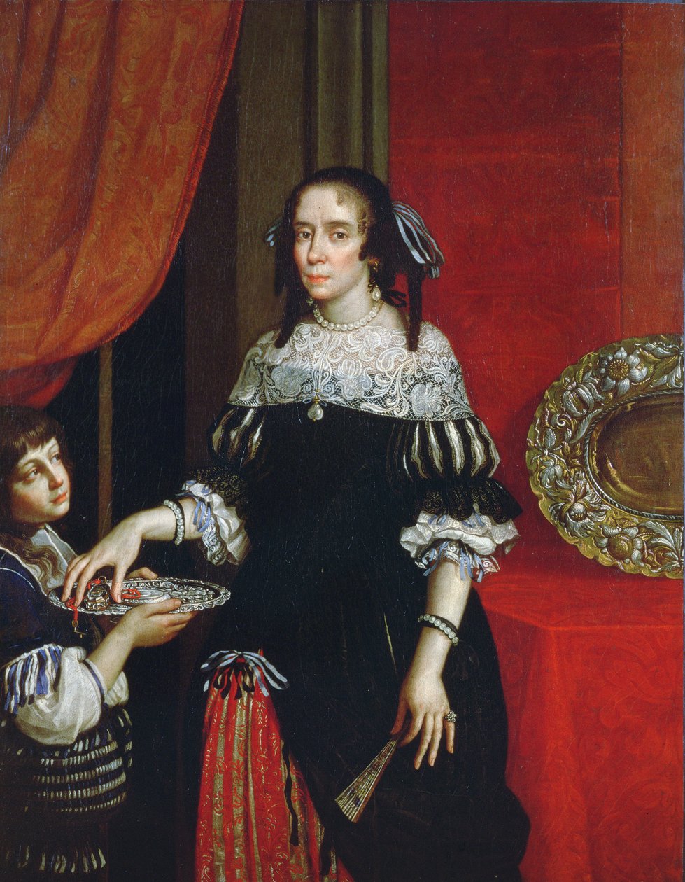 Portrett av grevinne Gonzaga di Novellara, 1666 (par 78357) av Cesare Gennari
