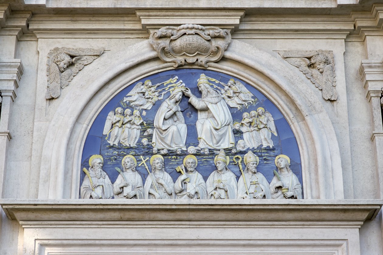 Coronation of the Virgin (glasert terrakotta) av Benedetto Buglioni