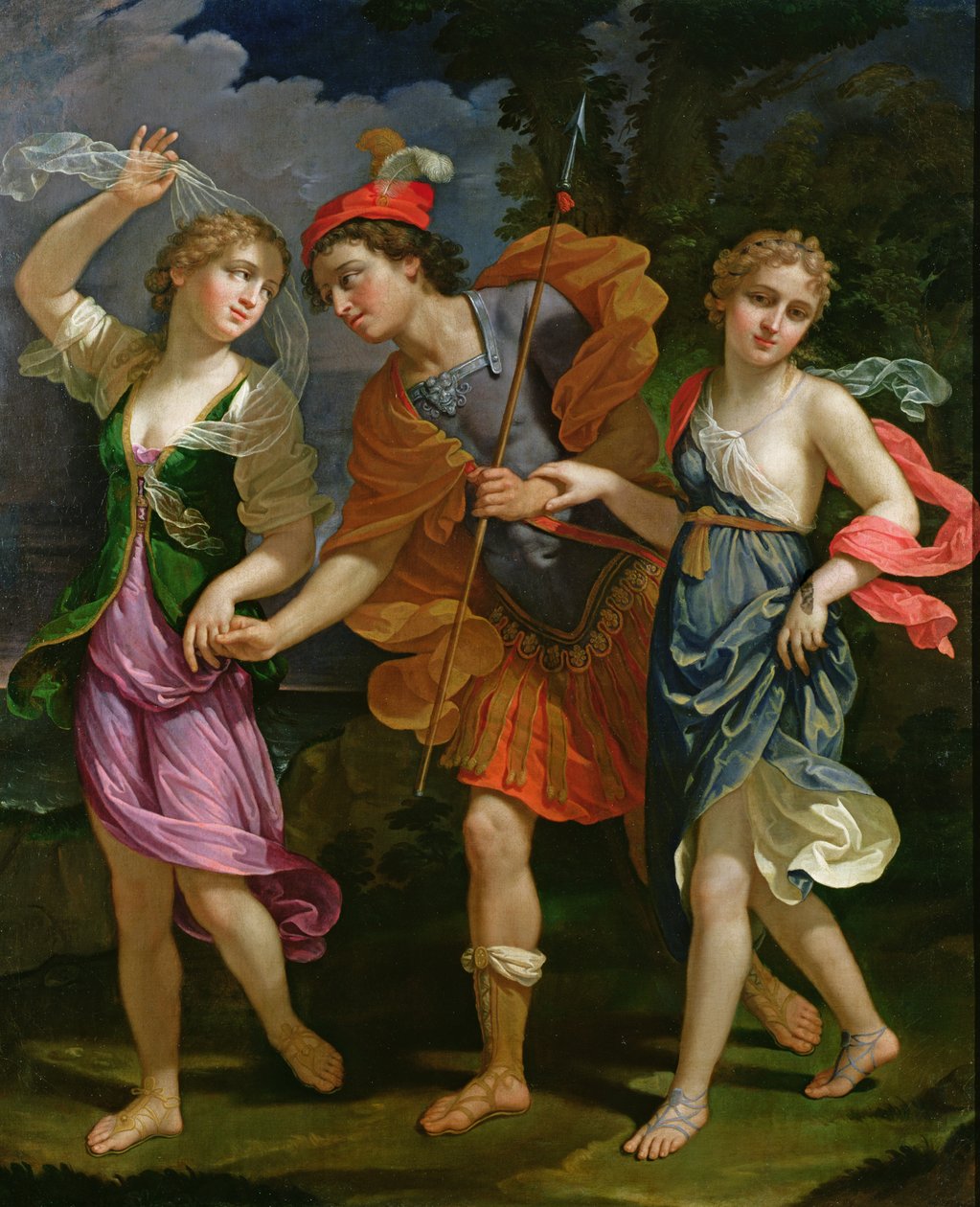 Theseus med Ariadne og Phaedra, døtrene til kong Minos, 1702 av Benedetto the Younger Gennari