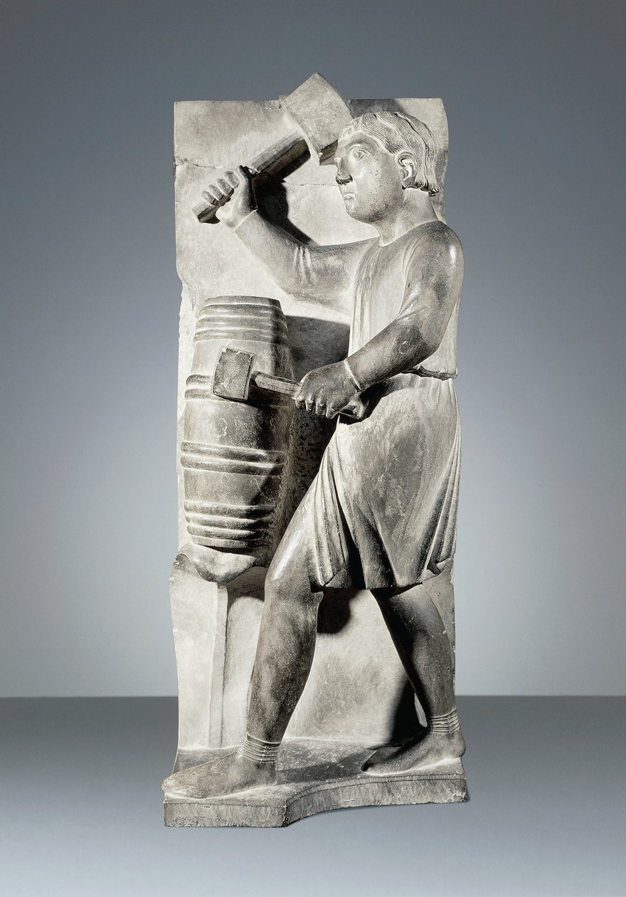 August, statue fra Cycle of Months, Baptistery of Parma av Benedetto Antelami