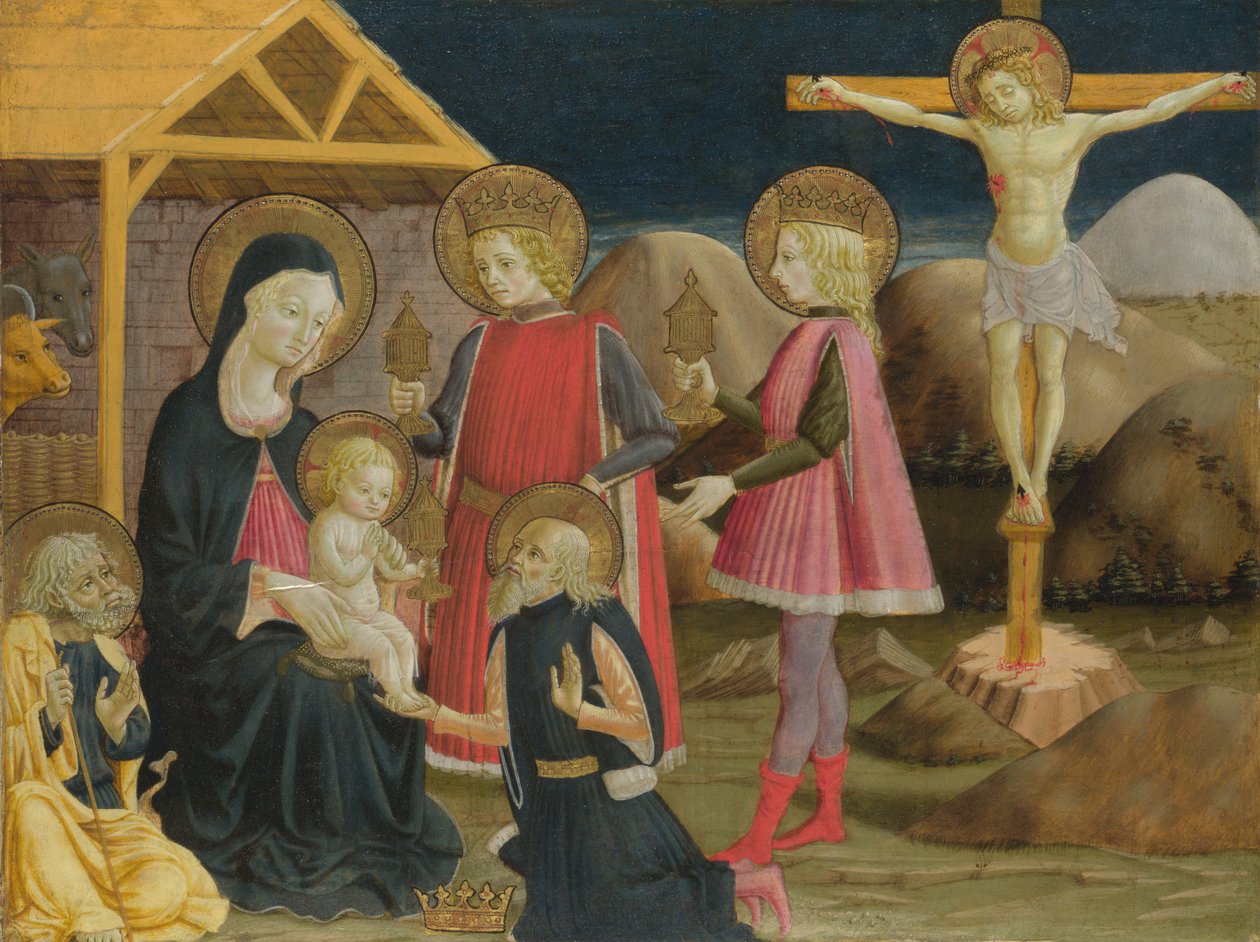 The Adoration of the Kings, and Christ on the Cross, ca 1470 av Benedetto Bonfigli