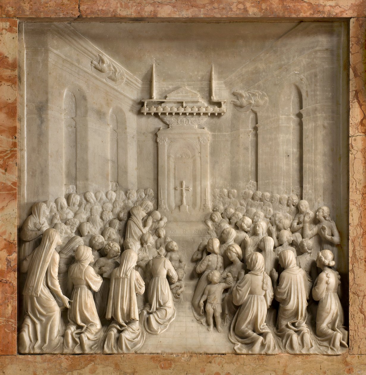Krypten, Ark of Saints Marcellinus and Peter Exorcist, Benedict Briosco 1506-08, Miracle of Doves av Benedetto Briosco