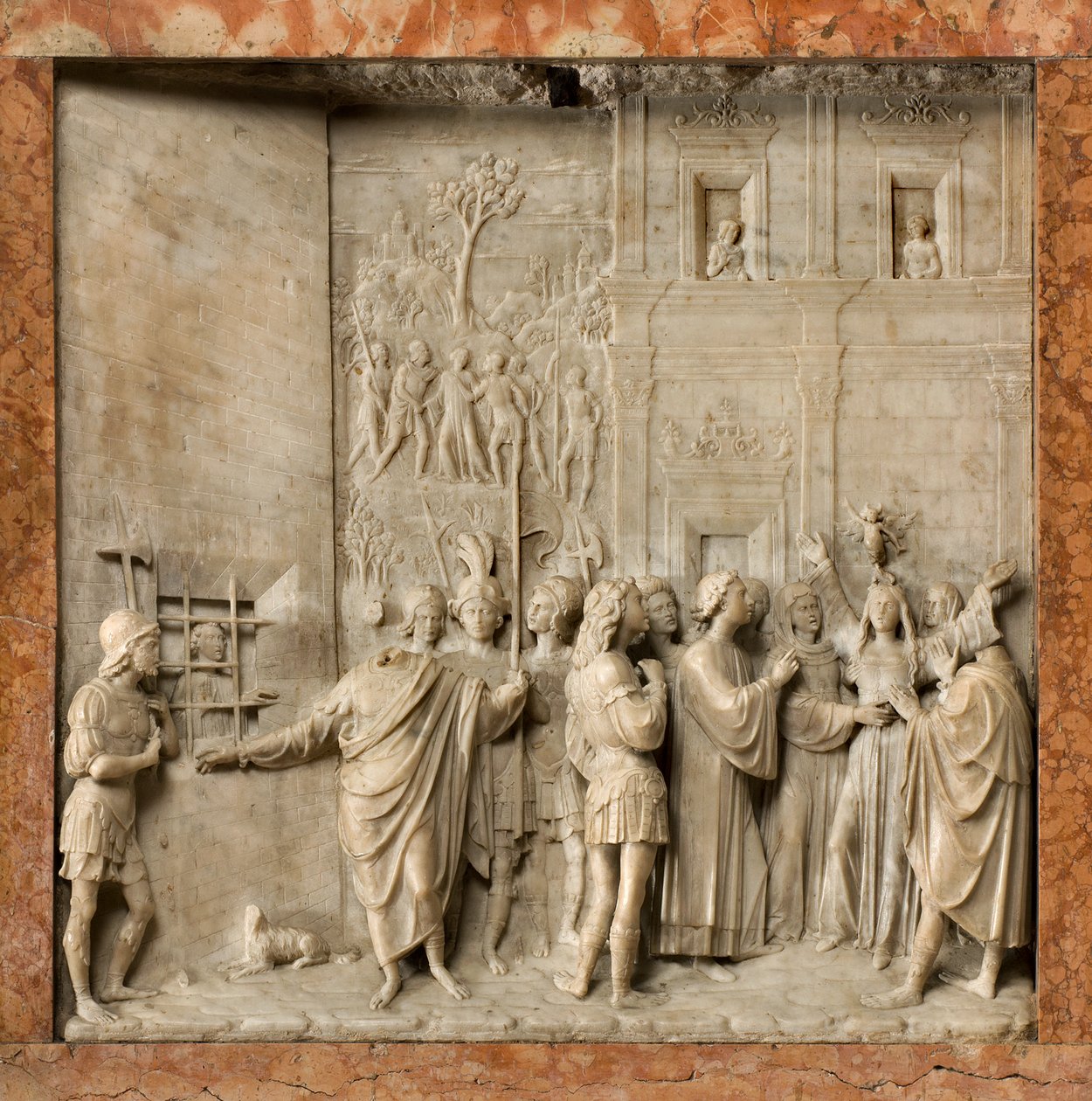 Krypten, Ark of Saints Marcellinus and Peter Exorcist, Benedict Briosco 1506-08, Saint Peter frigjør Pauline av demonen av Benedetto Briosco