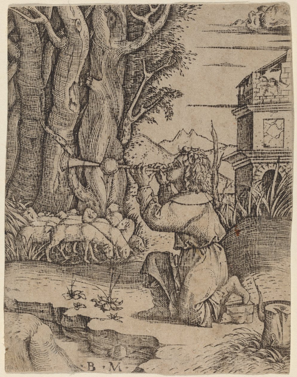 Gjeter med et Platerspiel av Benedetto Montagna