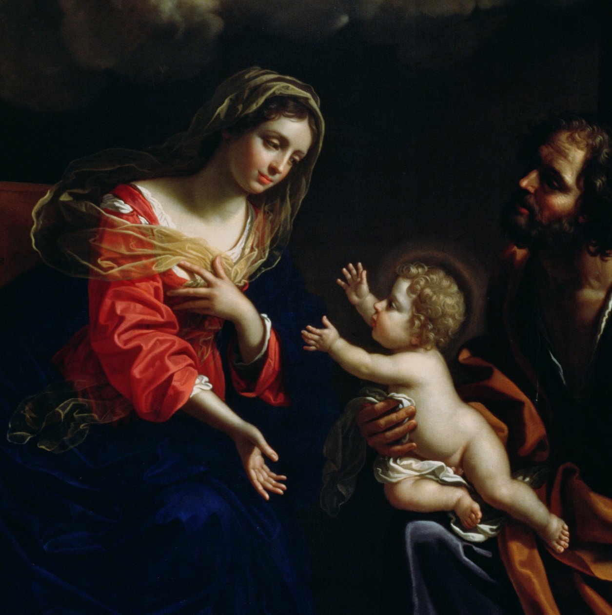 Den hellige familie, detalj, 1682 av Benedetto the Younger Gennari