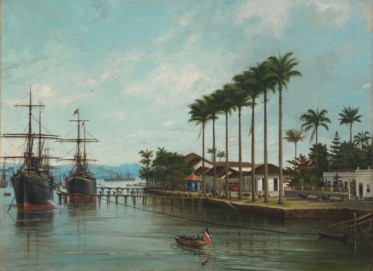 Benedito Calixto - Santos havn, SP (sett til høyre), 1890 av Benedito Calixto