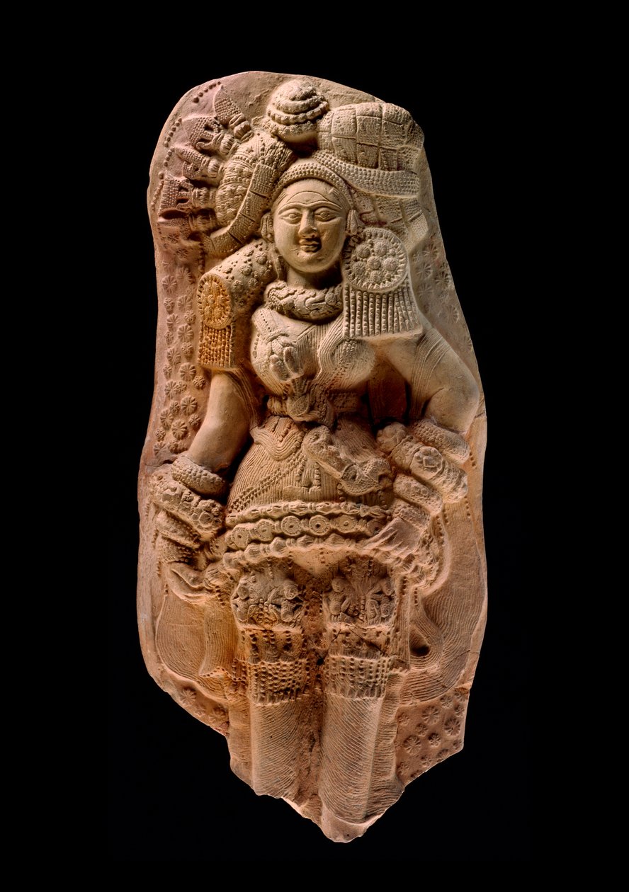 Støpt plakett av en Yakshi, Tamluk, ca. 200 f.Kr. (terrakotta) av Bengali School