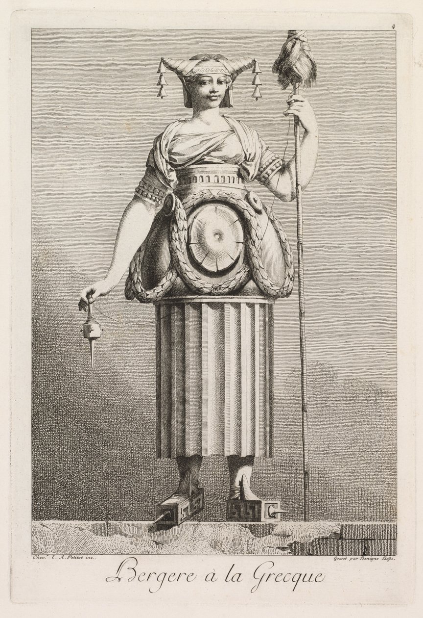 Gresk maskerade: Gresk gjeterinne (Plate 4) av Benigno Bossi