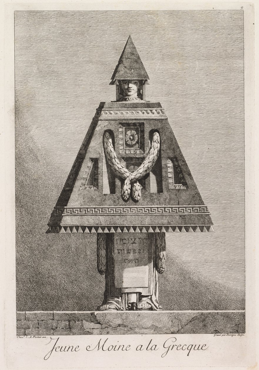 Masquerade à la Grecque: Young Monk à la Grecque Plate 9, 1771. av Benigno Bossi