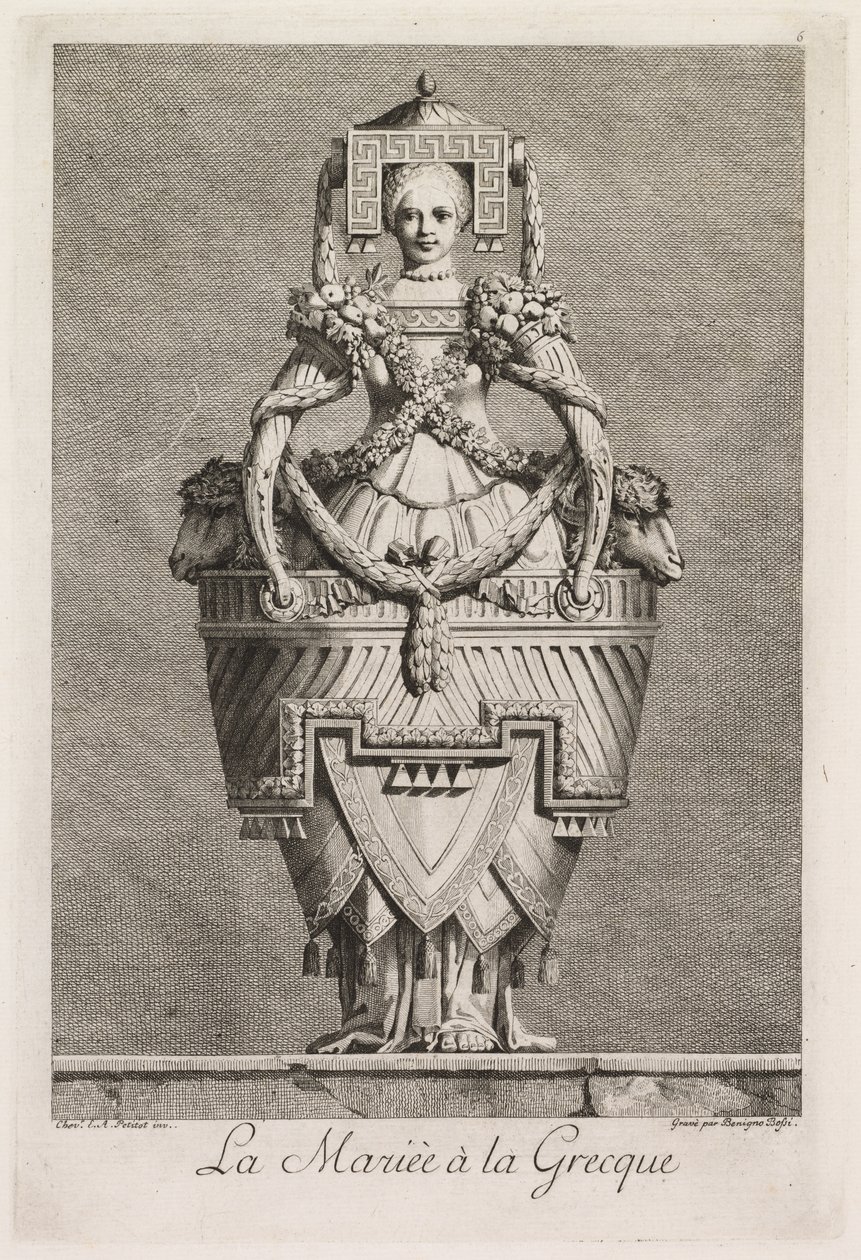 Gresk maskerade: The Greek Bride Plate 6, 1771. av Benigno Bossi