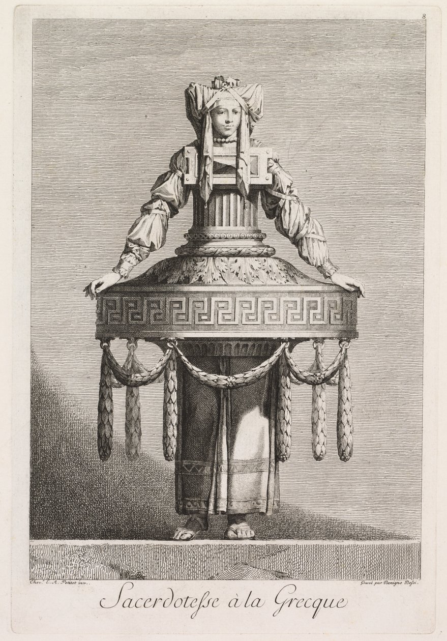 Gresk maskerade: Gresk prestinne (Plate 8) av Benigno Bossi