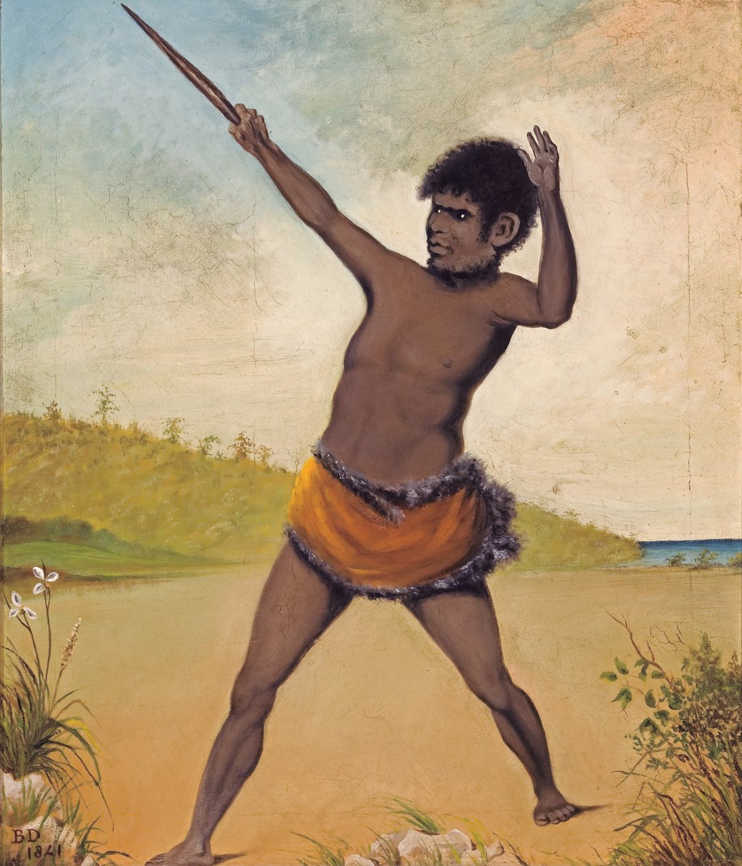 Jack, en tasmansk aboriginal, som holder en klubb av Benjamin Duterrau