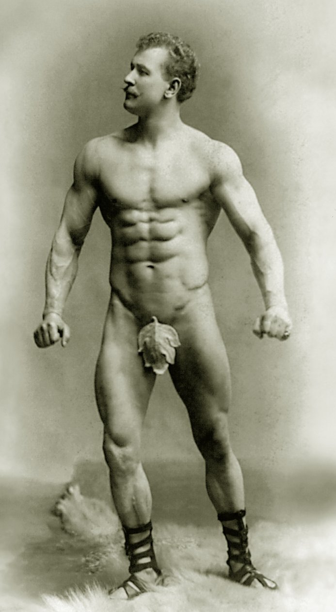 Eugen Sandow, i klassisk gammel gresk-romersk positur, ca. 1894 av Benjamin J. Falk