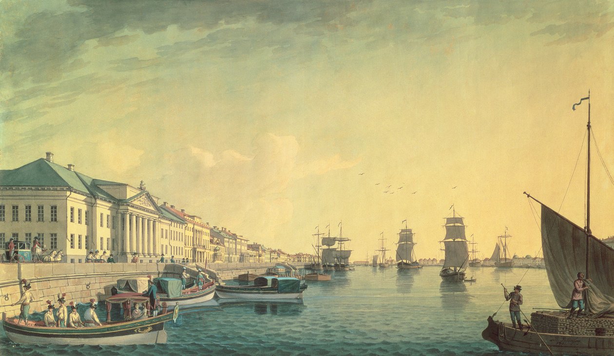 The English Embankment av senatet, 1801 (wc og blekk) av Benjamin Patersson