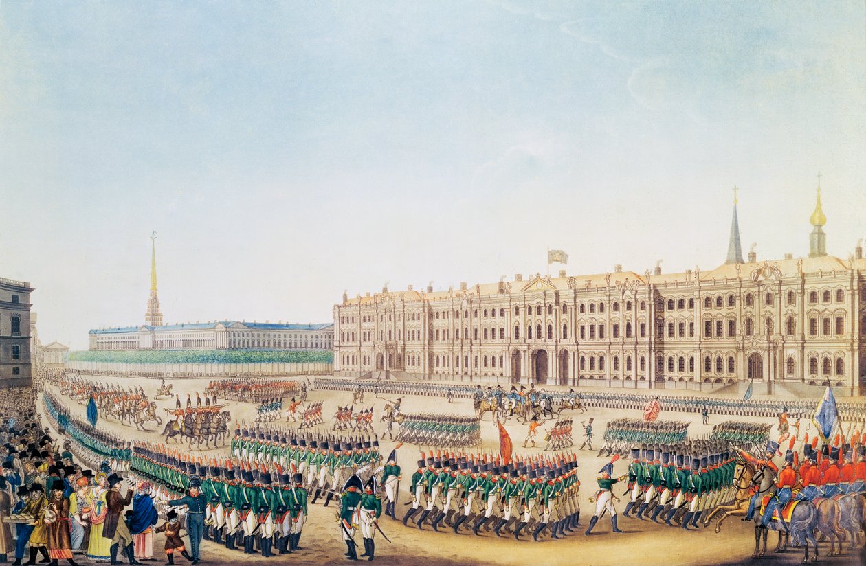 Utsikt over paraden og keiserpalasset i St.Petersburg av Benjamin Patersson