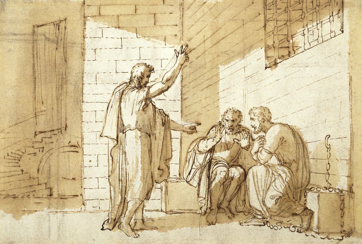 Konvertering av Onesimus, ca. 1780 (penn-, blekk- og sepiavask på papir) av Benjamin West