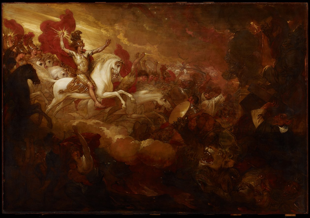 Ødeleggelse av udyret og den falske profeten, 1804 av Benjamin West