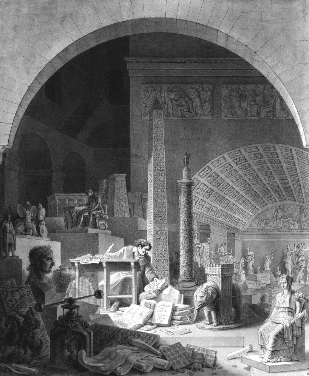 Dominique Vivant Denon (1747-1825) katalogiserer Louvre-samlingen av Benjamin Zix