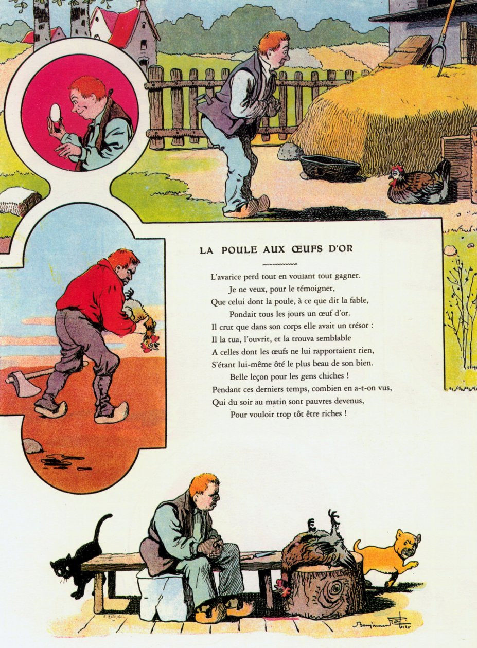 Høna med gulleggene, illustrasjon fra 