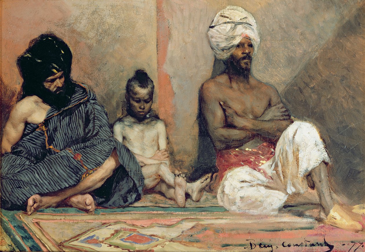 Sittende arabere, 1877 av Benjamin 1845 1902 Constant