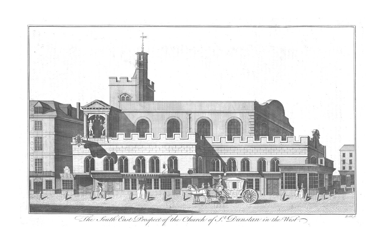The South East Prospect of St. Dunstan in the West, c1756. av Benjamin Cole
