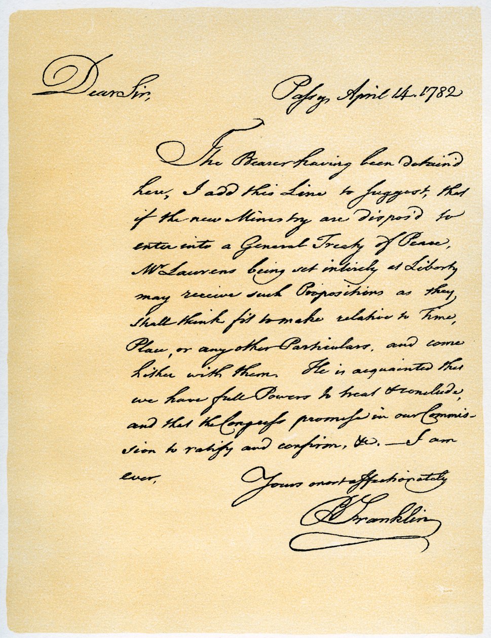 Brev fra Benjamin Franklin til David Hartley MP, 14. april 1782. av Benjamin Franklin
