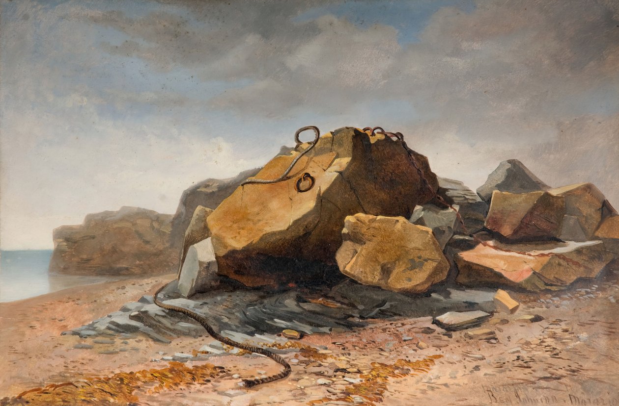 Strandscene, Marazion, Cornwall, 1860. av Benjamin Johnson