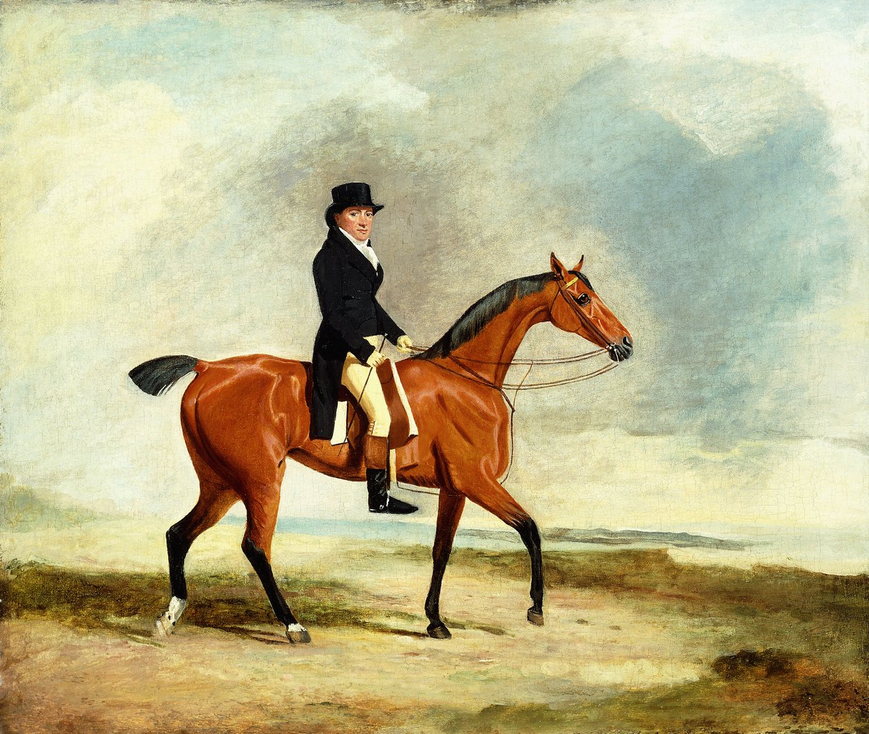 Francis Const på sin Bay Hunter Riding near the Sea, 1806 av Benjamin Marshall