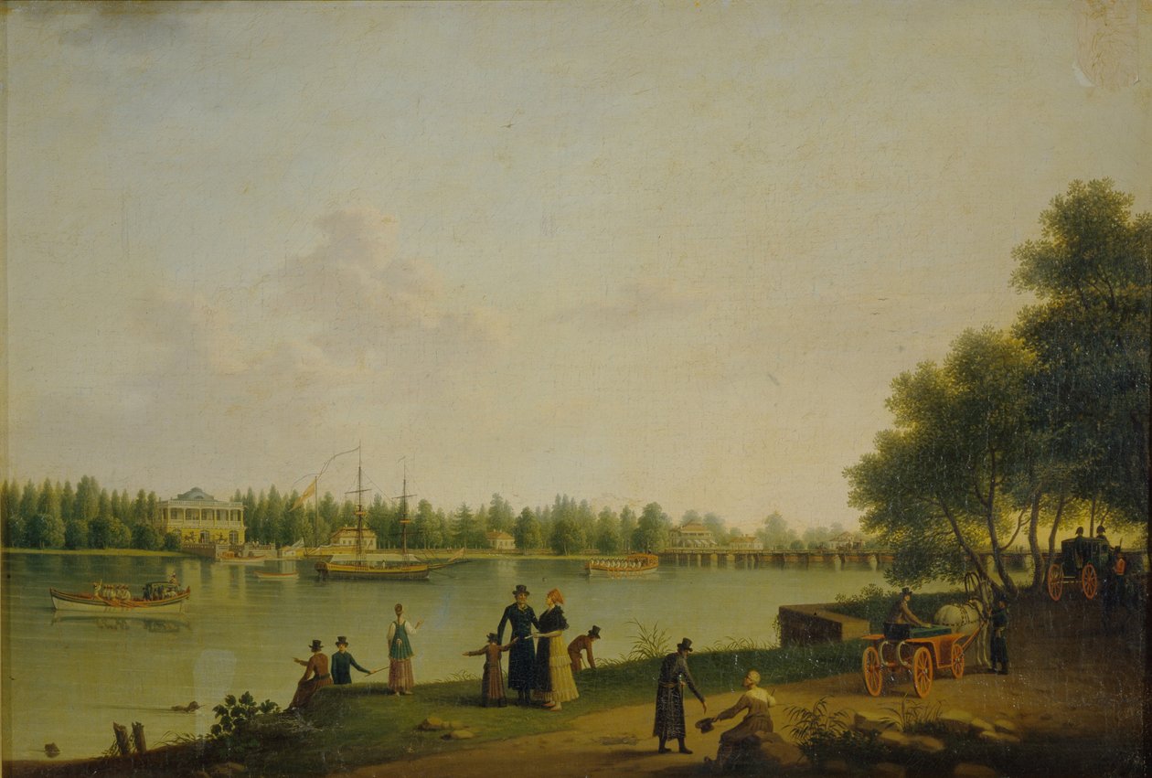 Utsikt over prins Stroganovs Dacha nær St. Petersburg, 1804 av Benjamin Paterssen