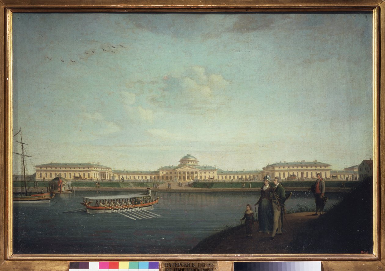 Tauride-palasset sett fra Neva (Saint Petersburg). Maleri av Benjamin Paterssen (1748-1815), olje på lerret av Benjamin Patersson