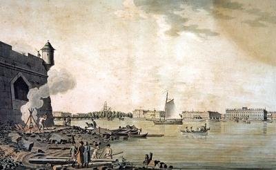 Utsikt over Marmorpalasset, tatt fra siden av Peter og Paul-festningen, St. Petersburg av Benjamin Patersson